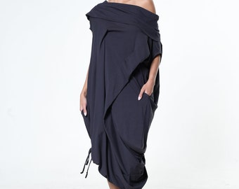 Oversize Cotton Kaftan Dress In Dark Grey - METD0217