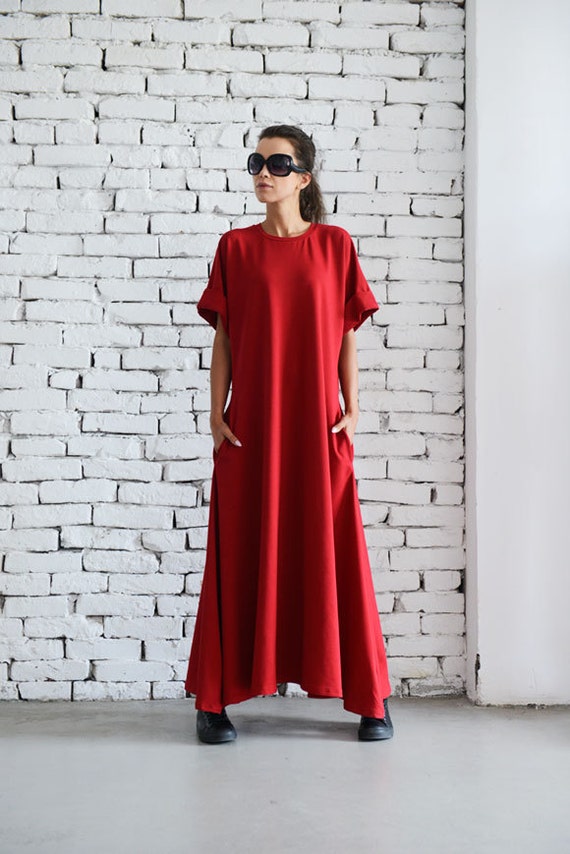 Red Maxi Dress/Oversize Kaftan/Plus Size Maxi Dress/Red | Etsy