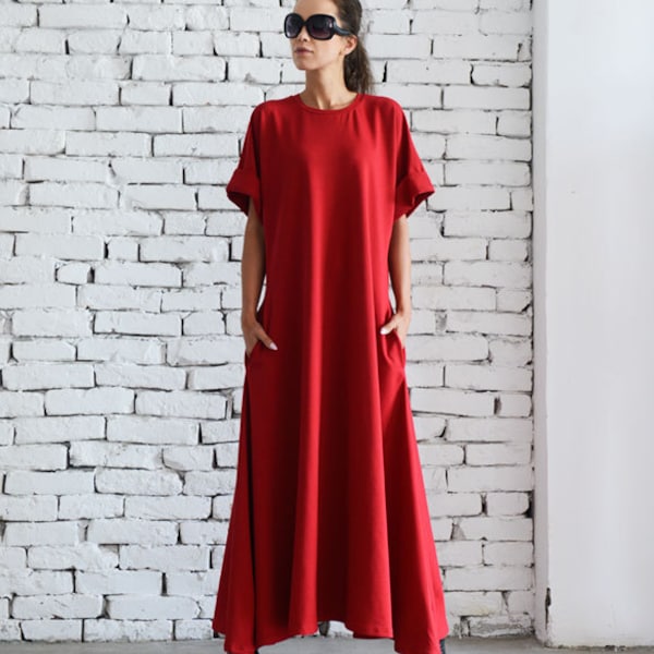 Kaftan Maxi Dress / Red Kaftan / Plus Size Dress / Red Casual Dress / Caftan Maxi Dress / Oversized Dress / Plus Size Kaftan