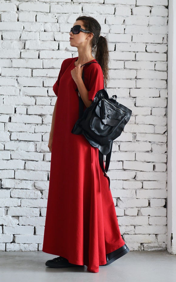Red Maxi Dress / Short Sleeve Dress / Maternity Dress / - Etsy