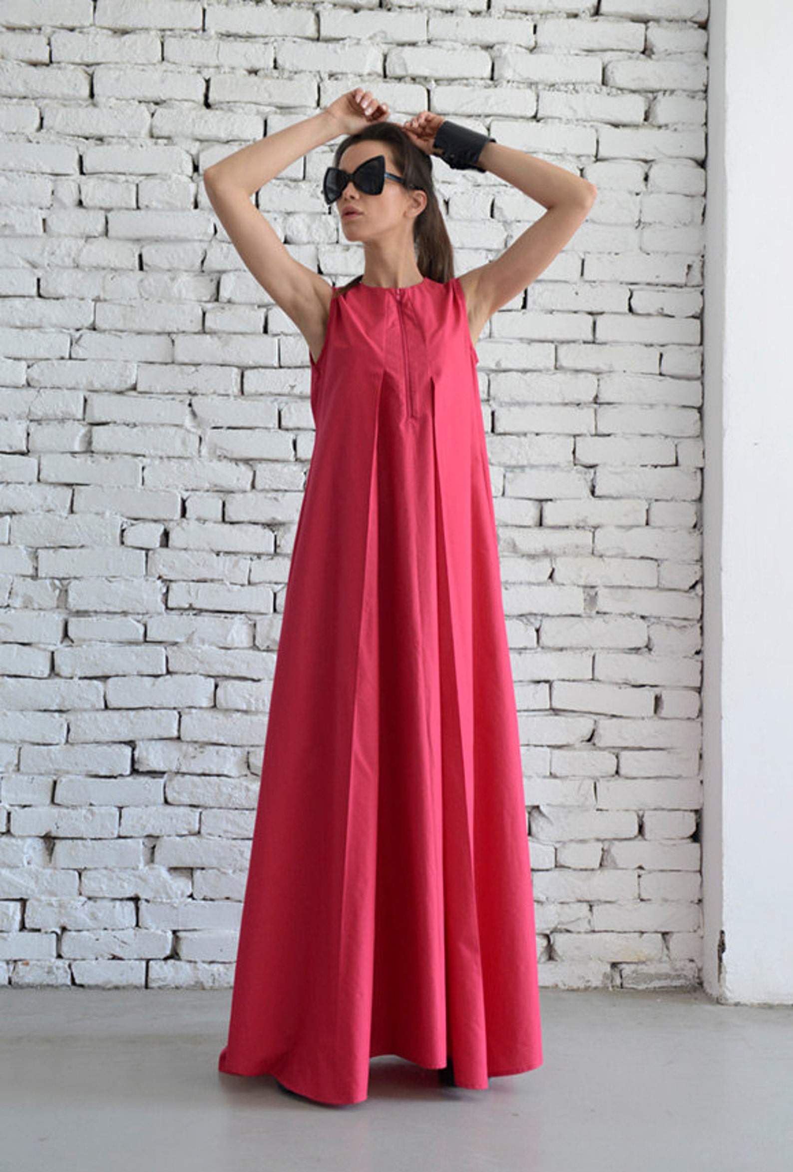 Cotton Candy Pink Maxi Dress / Oversize Loose Casual Dress / Etsy