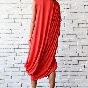 Red Loose Kaftan/Plus Size Maxi Dress/Asymmetric Tunic /Red Oversize Dress/Casual Everyday Dress/Summer Red Dress/Oversize Midi Red Dress image 7