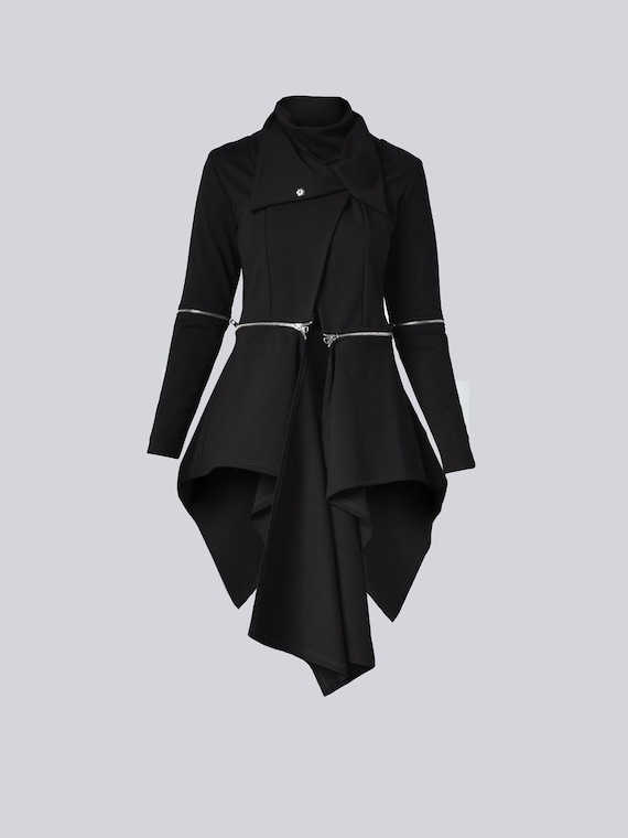 Asymmetrical Jacket / Futuristic Clothing / Women Black Blazer