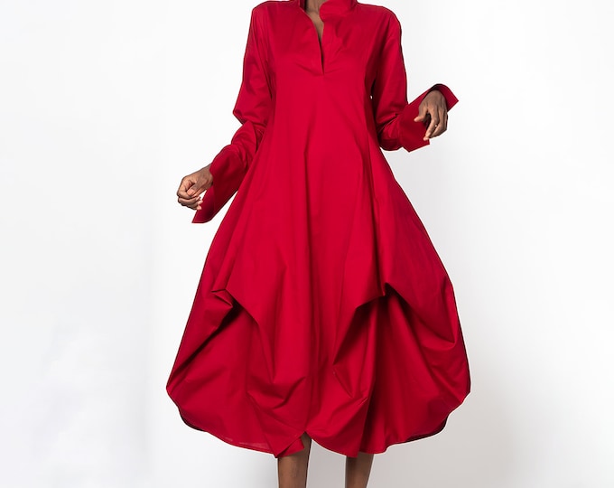 Plus Size Evening Dress / Red Shirt Dress / Plus Size Clothing / Kaftan Maxi Dress / Oversize Dress / Metamorphoza / A Line Party Dress