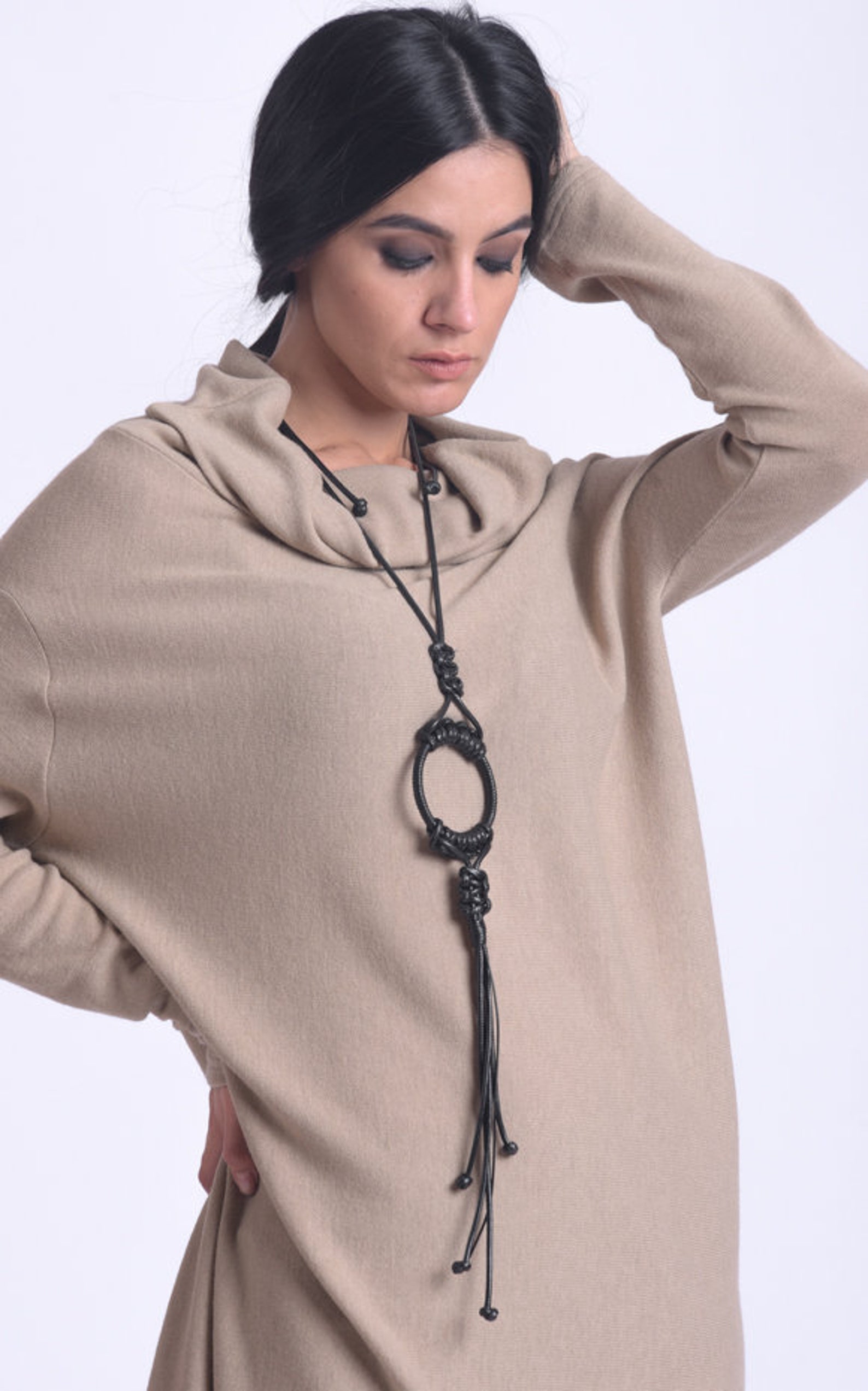 Braided Rope Necklace/black Neck Jewelry/extravagant Circle Etsy