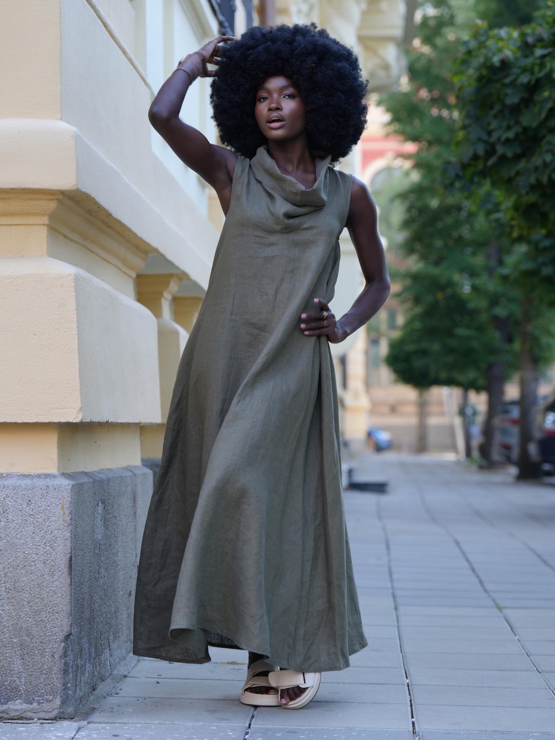 sleeveless dress long Women's Summer Solid Color Backless Casual Dress, Dress, Beach Dresses L For the ones who love you most Final Sale Plus Size Sleeveless
