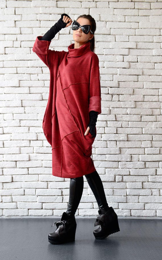 red tunic dress plus size