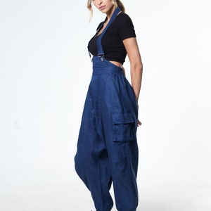 Blue Linen Jumpsuit Women image 1
