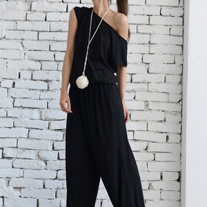 Black Loose Jumpsuit/Long Leg Jumpsuit /Women Black Summer Jumpsuit/Long Spring Black Pants Suit/Oversize Black Jumpsuit METJ0003 image 6