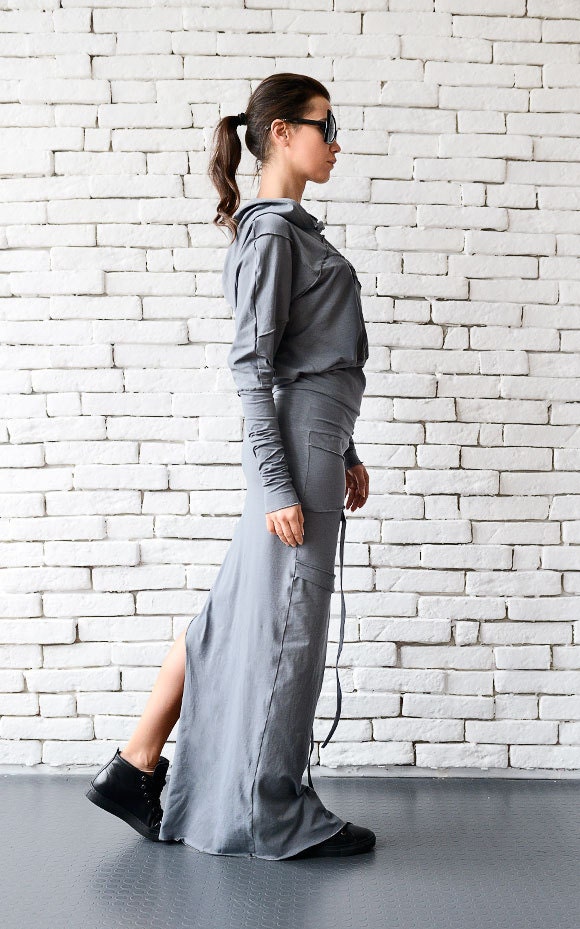 Grey Asymmetric Dress/Extravagant Casual Dress/Grey Loose | Etsy