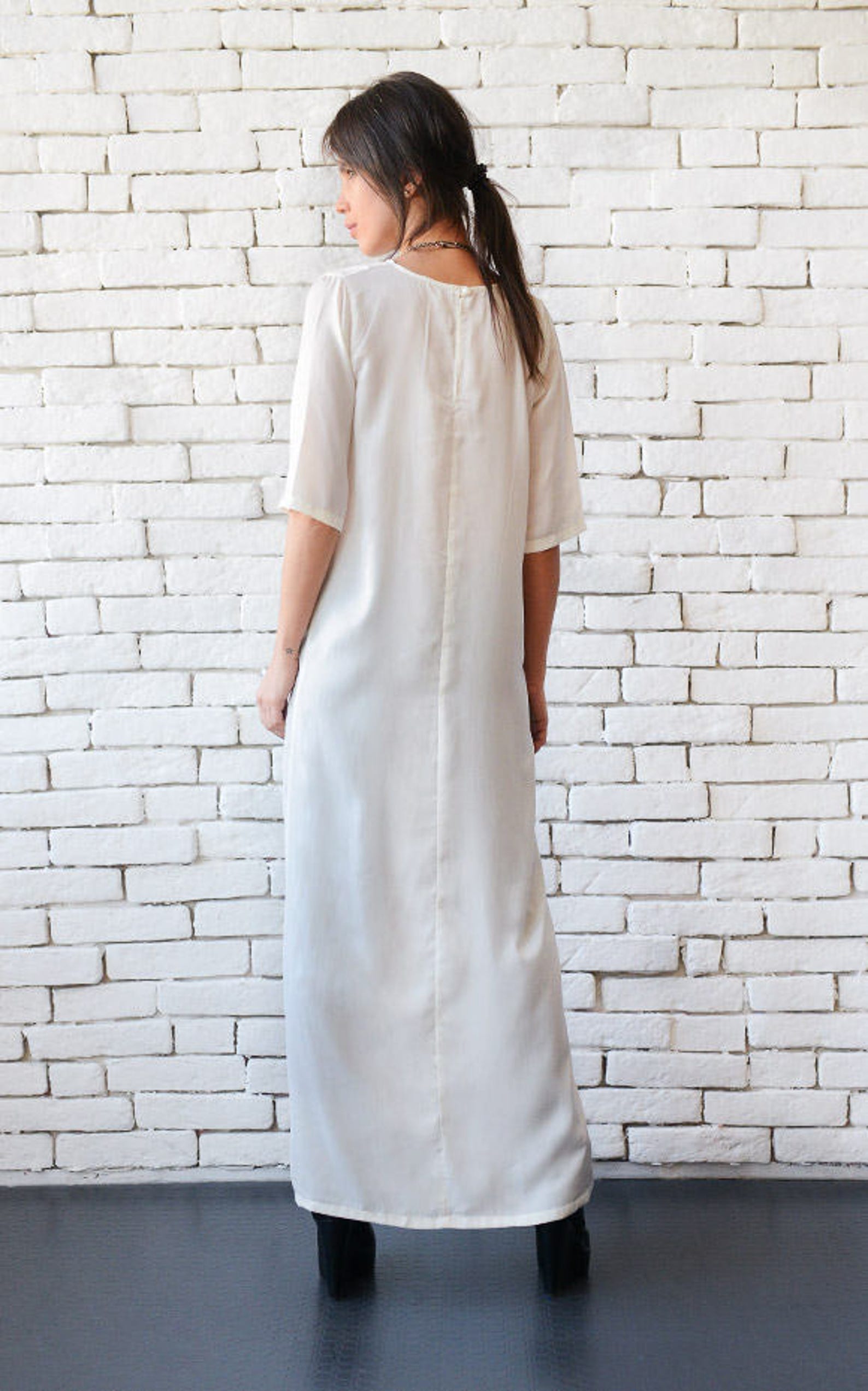 Long Sheer Tunic Dress/loose Viscose Tunic/off White Oversize - Etsy