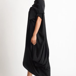 Asymmetric Maxi Dress/black Oversize Tunic/loose Long Short Tunic Dress ...