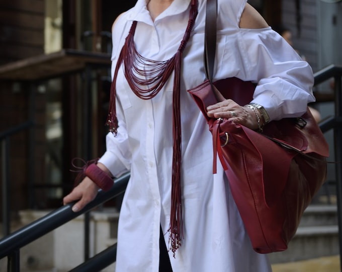 Oversized White Shirt / White Button Up Shirt / Casual Dress Shirt / Gift for Women / Plus Size Tunic