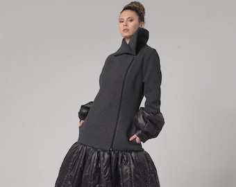 Long Coat / Wool Dress Coat / Oversized Wool Coat / Gray Cashmere Coat / Grey Coat Women / Puffy Coat / Warm Winter Coat