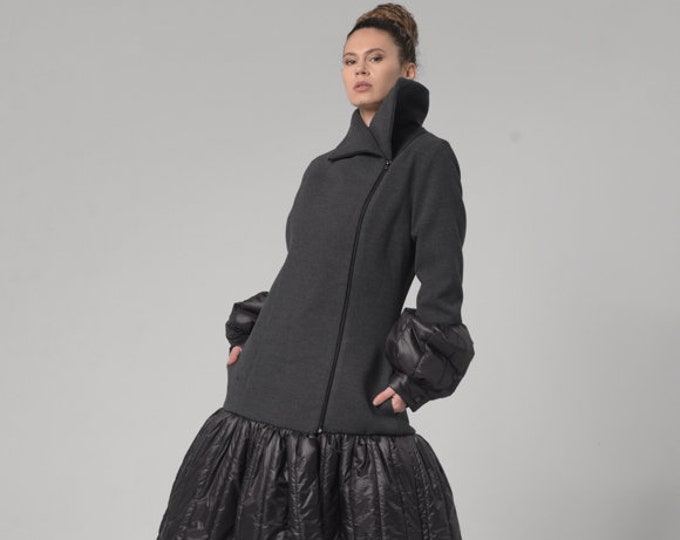 Long Coat / Wool Dress Coat / Oversized Wool Coat / Gray Cashmere Coat / Grey Coat Women / Puffy Coat / Warm Winter Coat