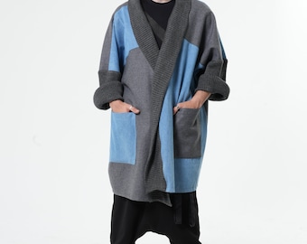 NOUVEAU Cardigan pour hommes / Cardigan extra long / Cardigan d’automne / Cardigan tricoté pour hommes