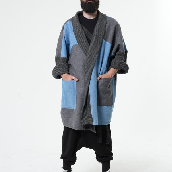 NEW Men's Cardigan / Extra Long Cardigan / Fall Cardigan / Mens Knit Cardigan