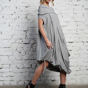 Grey Maxi Dress / Cute Maxi Dress / Plus Size Kaftan / Cotton Kaftan Dress / Kaftan Maxi Dress / Oversize Dress / Asymmetric Hem Dress image 2