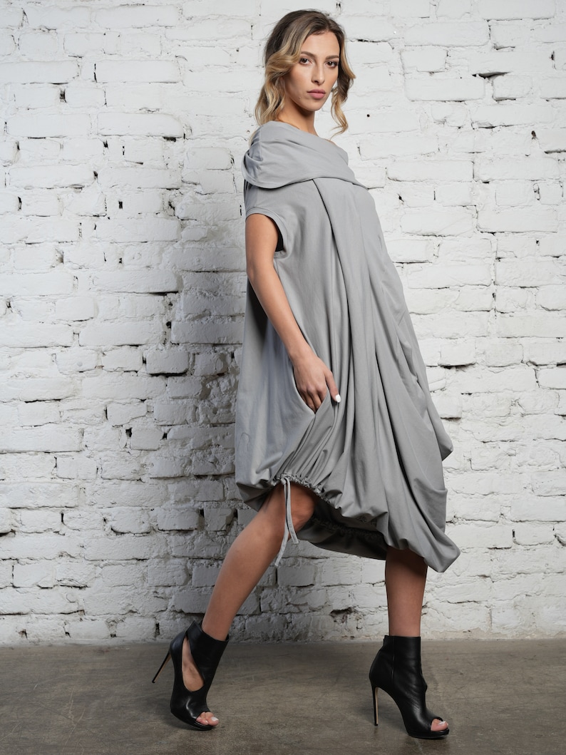 Grey Maxi Dress / Cute Maxi Dress / Plus Size Kaftan / Cotton Kaftan Dress / Kaftan Maxi Dress / Oversize Dress / Asymmetric Hem Dress image 2