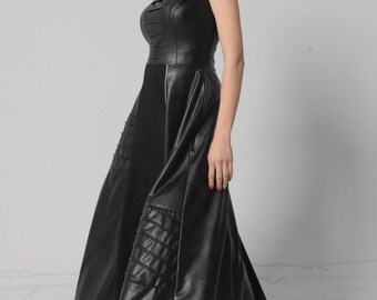 Long Flare Vegan Leather Dress - METD0182