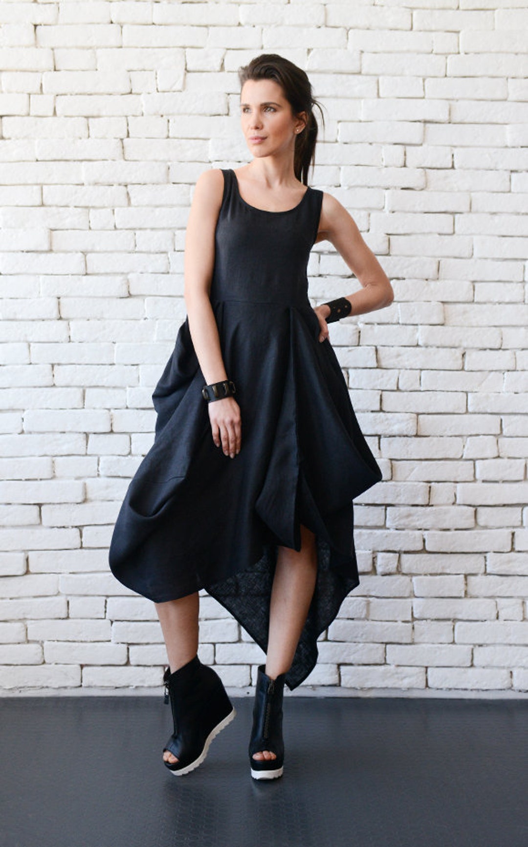 Robe d'été en lin Robe de mariée en lin Robe asymétrique