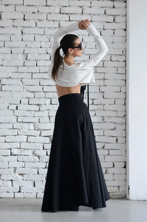 Maxi Black Skirt/asymmetric Loose Skirt/long Skirt/elegant - Etsy