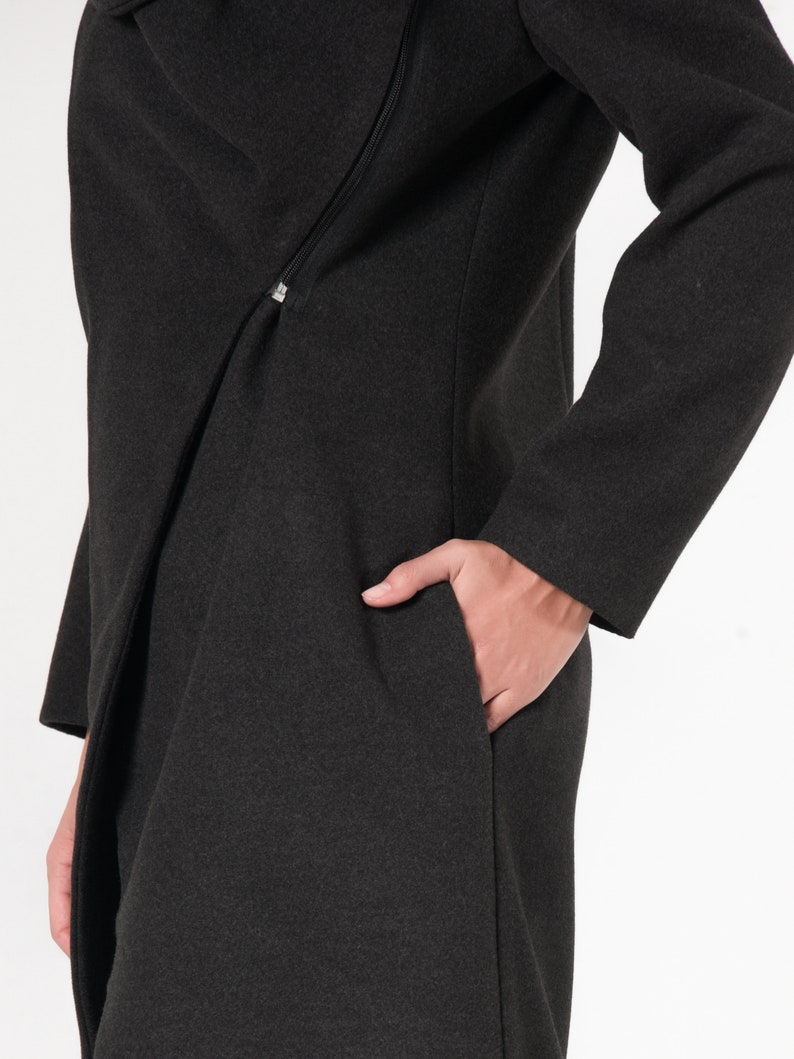 Grey Loose Asymmetrical Winter Coat/oversize Long Sleeve - Etsy