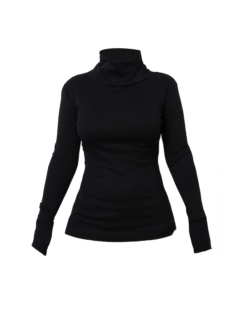 Casual Black Top / Long Sleeve Top / Thumbhole Sleeve Blouse / Everyday Black Top / Top With Thumbhole Sleeves / Casual Shirt METT0019 image 10