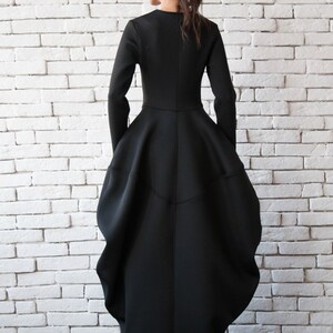 Black Victorian Dress / Long Dress Coat / Neoprene Coat / Bubble Dress / Neoprene Dress / Balloon Dress / Black Dress / Metamorphoza 画像 4