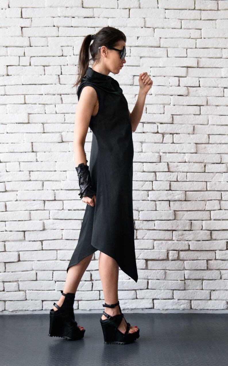 Women's Black A-Line Mini Dress with Contrast Hem