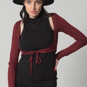 women boloro, long sleeve bolero, black bolero, burgundy bolero, bolero with ties, sexy bolero, fitted bolero, costum bolero, cosplay bolero, knit bolero, knit coverup, women coverup, plus size coverup, shrug, knitted shrug, knit shrug, evening shrug