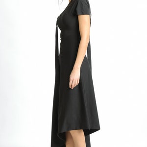 Black Asymmetric Dress/Extravagant Loose Dress/Oversize Long Tunic with One Sleeve/Dress with Studs/Casual Black Dress METD0121 image 2
