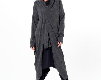 Fine Knit Asymmetric Cardigan / Wrap Cardigan / Soft Open-Front Sweater - METC0149