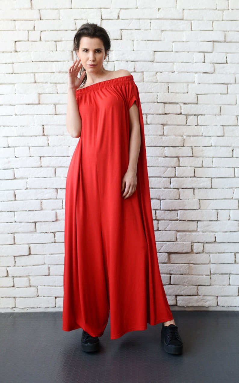 Plus Size Red Jumpsuit/Oversize Long Overall/Casual Red Maxi Etsy