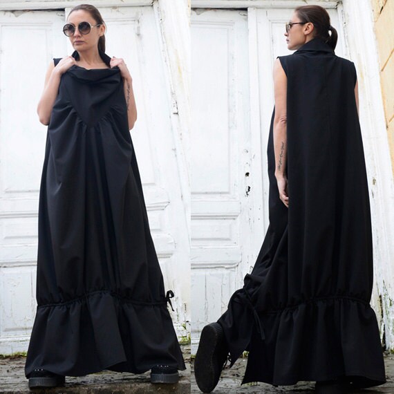 Maxi Black Dress/long Oversize Dress/black Maxi Kaftan/large | Etsy