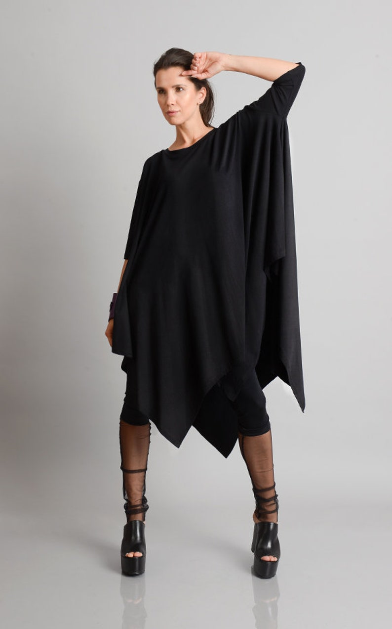 SALE Black Maxi TunicAsymmetric Loose TopCasual Everyday TunicMaxi Black TunicPlus Size Maxi TunicOversize Loose ShirtBlack Long Top