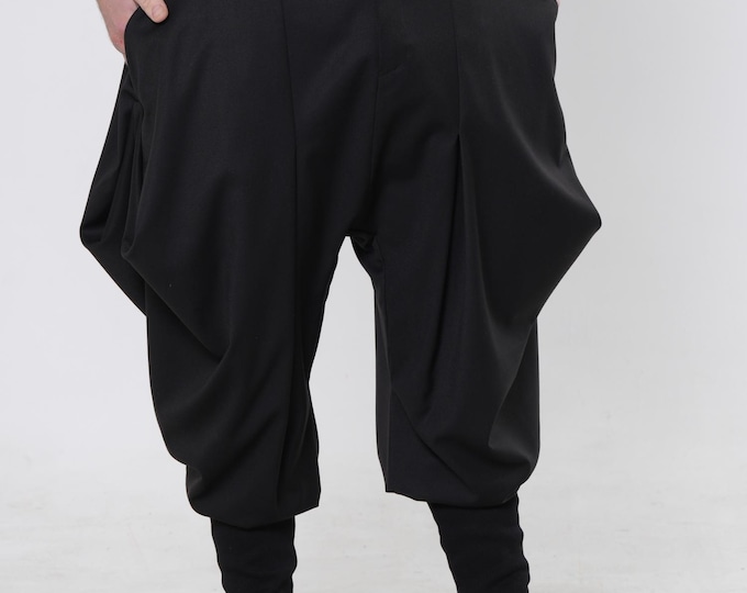 Men’s Draped Harem Pants | Relaxed Drop-Crotch Trousers | Urban Streetwear Bottoms | Modern Loose Mens Pants