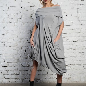 Grey Maxi Dress / Cute Maxi Dress / Plus Size Kaftan / Cotton Kaftan Dress / Kaftan Maxi Dress / Oversize Dress / Asymmetric Hem Dress image 1