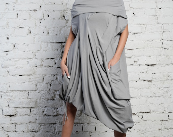 Grey Maxi Dress /  Plus Size Kaftan / Cotton Kaftan Dress / Kaftan Maxi Dress / Oversize Dress / Asymmetric Hem Dress METD0217