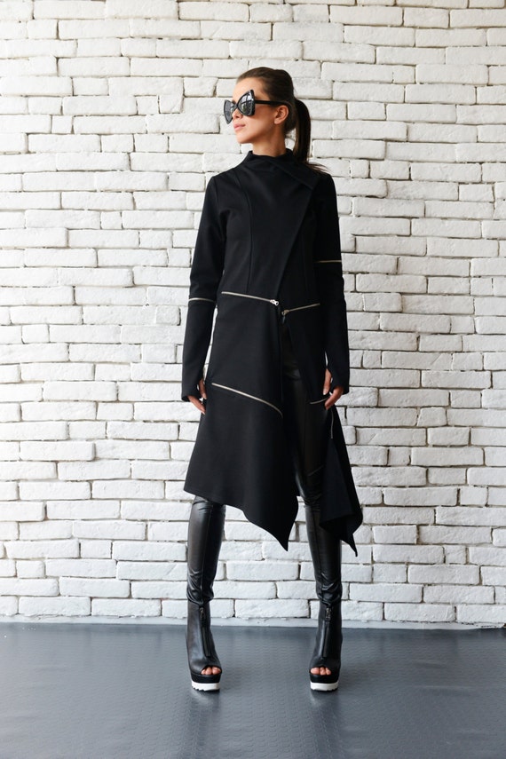 Asymmetrical Jacket / Thumb Hole / Black Jacket / Black Coat / - Etsy