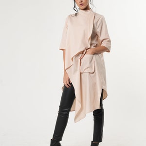 Women Asymmetrical Turtleneck Shirt with Pocket image 4