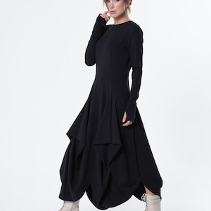 black maxi dress with short sleeves Jocasta Sleeve [BLACK] Loose Linen Maxi Dress, Design:4 Casual dresses A jaunty SubCat:Formal-Dress