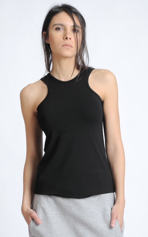 Cutout Top / Black Summer Top / Sexy Summer Tee / Yoga Tank Top