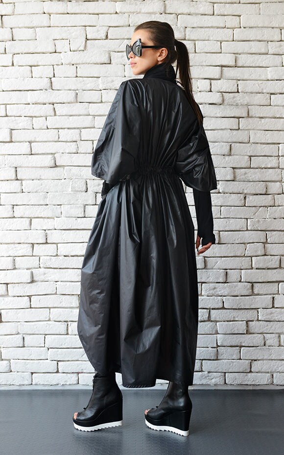 Black Loose Casual Jacket/oversize Rain Coat/extravagant Black - Etsy