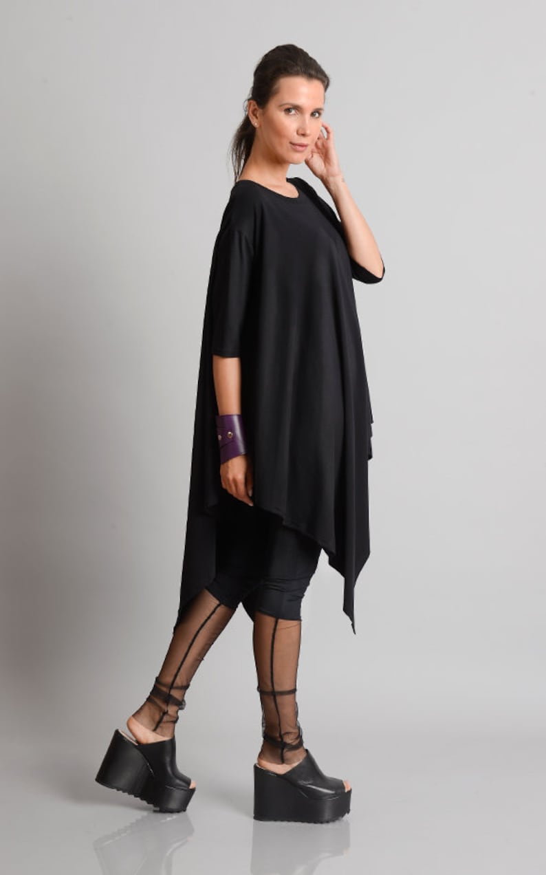 SALE Black Maxi TunicAsymmetric Loose TopCasual Everyday TunicMaxi Black TunicPlus Size Maxi TunicOversize Loose ShirtBlack Long Top