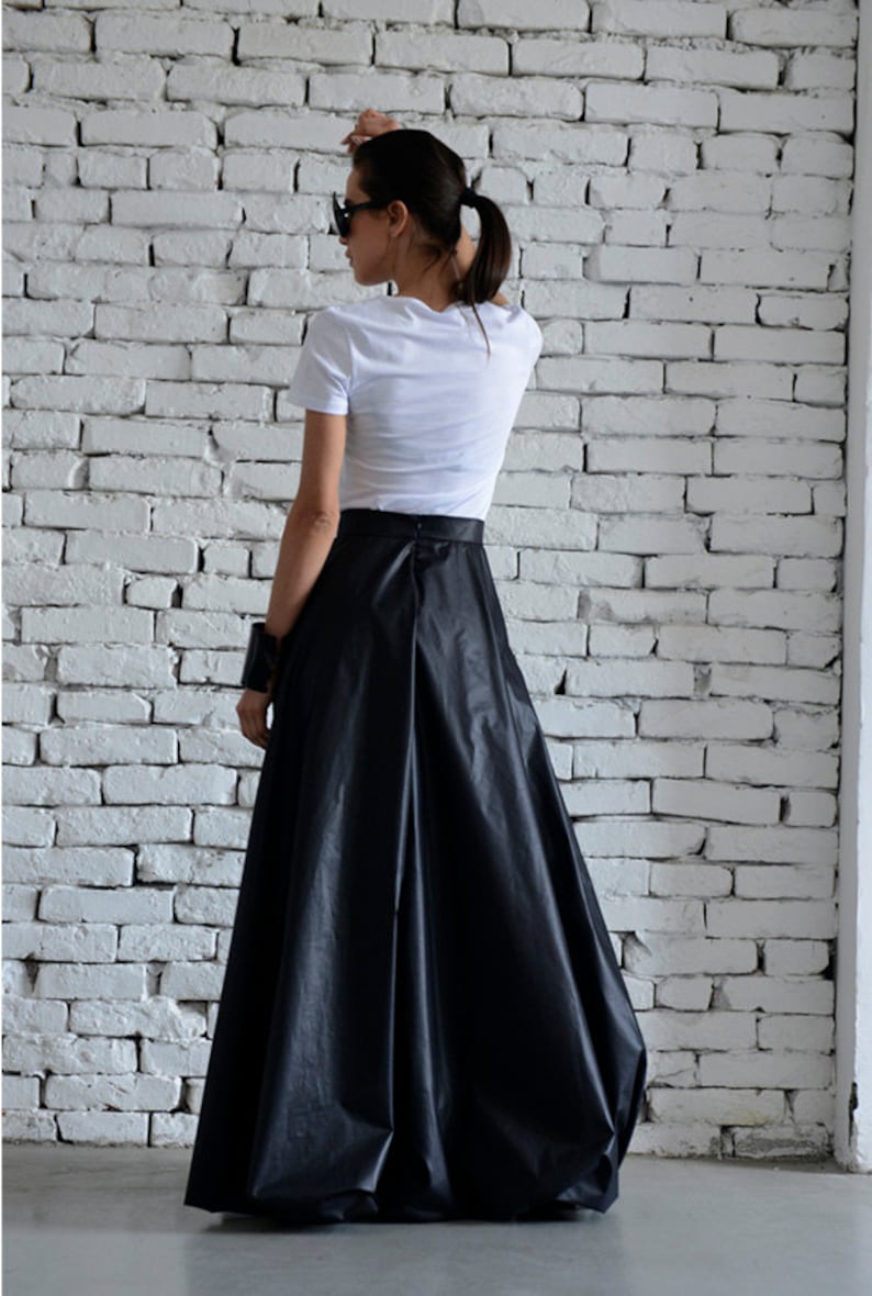 Maxi Black Skirt/Long Casual Skirt/Oversize Long Skirt/High Waist Skirt/Pocket Balloon Skirt/Elegant Dinner Skirt/Black Long Cotton Skirt image 5