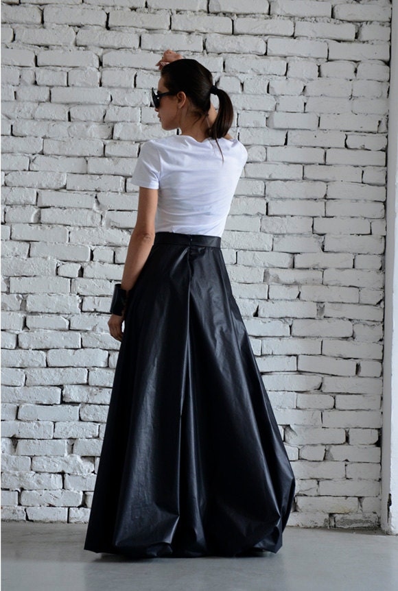 Maxi Black Skirt/Long Casual Skirt/Oversize Long Skirt/High Waist Skirt ...