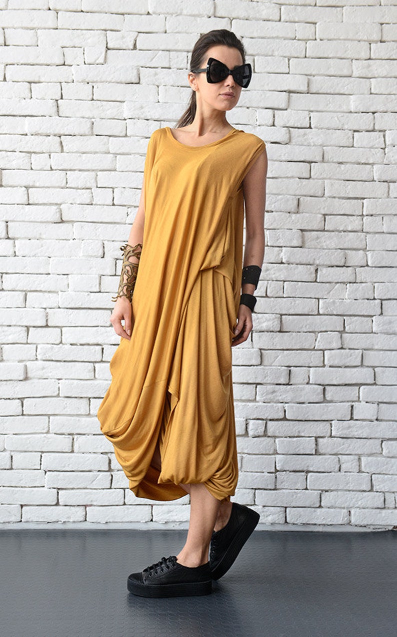 Plus Size Maxi Dress / Oversize Tunic Dress / Mustard Summer | Etsy