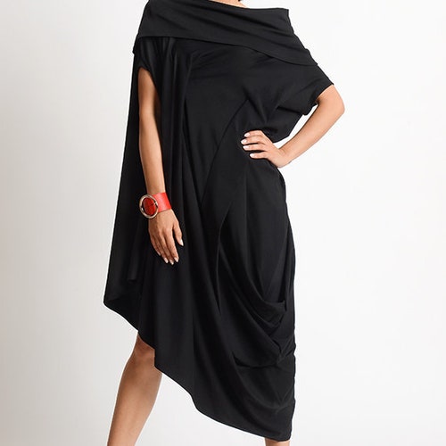 Asymmetric Maxi Dress/black Oversize Tunic/loose Long Short - Etsy