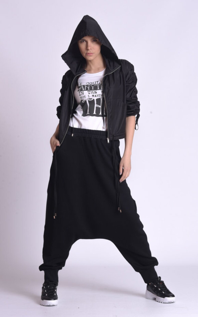 Women Cropped Jacket with Hood / Everyday Casual Short Raincoat by Metamorphoza METC0090 image 9